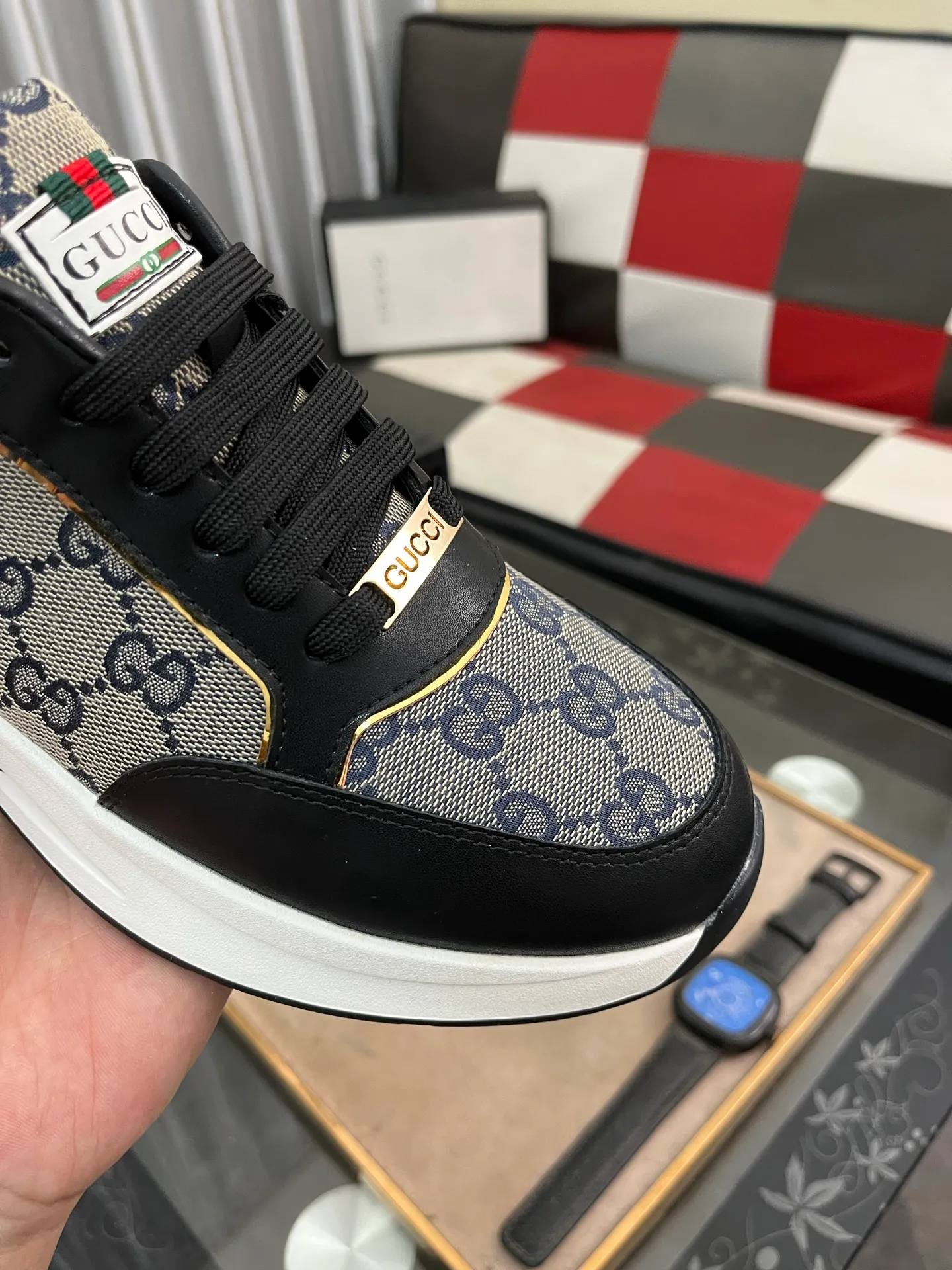Men's shoes 💰420⌚️⌚️[GUCCI] The latest trendy men's casual shoes, the fabric is made of embossed cowhide imported from Italy, comfortable sheepskin lining + feet, the original outsole is wear-resistant and non-slip, high-level version, exquisite workmanship. Code number: 38-442️⃣Colors available